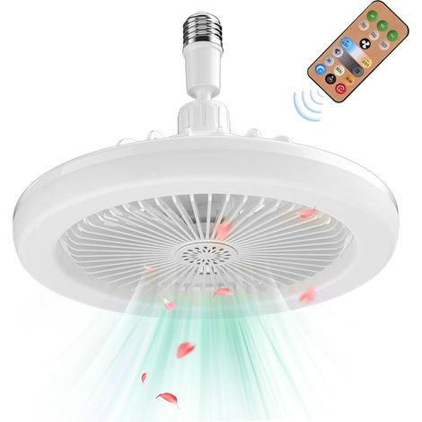 Ventilateur de plafond avec éclairage E27 et télécommande — Pour cuisine, salle de bain, débarras ou garage