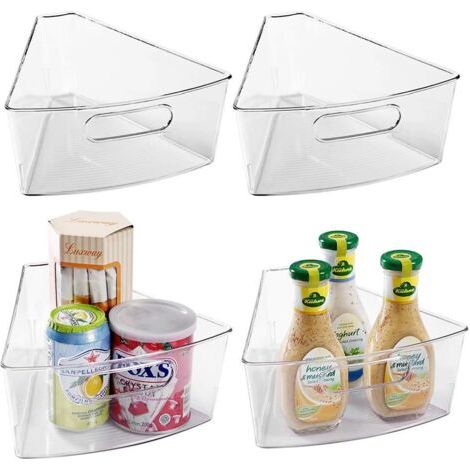 Lot de 4 bacs de rangement transparents en plastique avec poignée pour armoires de cuisine, 26 x 24 x 10 cm (1/5)