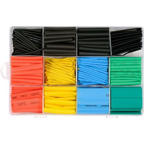 Yato, modelo YT-068672, Surtido de manguito de contracción térmica, set de 530 piezas, ideal para aislamiento eléctrico y protección de cables, alta calidad (1/2)