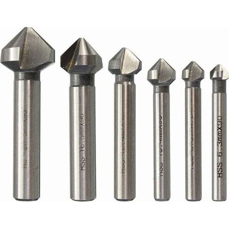 Jeu De 6 Fraises À Chanfreiner HSS 90° Cylindriques Pour Bois Métal PVC Tailles 3-20Mm (1/4)