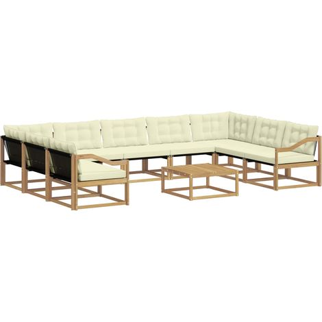 Outdoor-Sofagarnitur 10 stk. 9-Sitzer Weiß und Creme vidaXL (1/5)