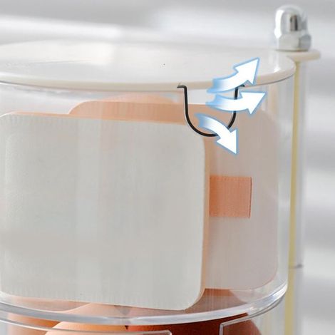 Scatola portaoggetti girevole a 3 livelli per spugnette da trucco. Materiale PET antipolvere. Porta spugnette girevole. Scatola portagioie in acrilico trasparente. (1/5)