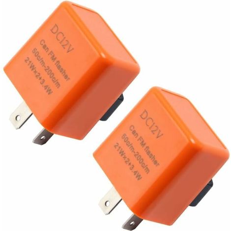 2 Pièces 12V 2 Broches Relais de Clignotant Orange Relais Indicateur Réglable Centrale Relais Clignotant pour Moto Scooter Clignotant Relais Clignotant LED (1/4)