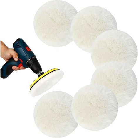 Lot de 6 disques de polissage en laine d'agneau, compatibles avec ponceuse excentrique Bosch, tampons de polissage 125 mm, disques de polissage en laine d'agneau, tampons de polissage pour ponceuse (1/4)