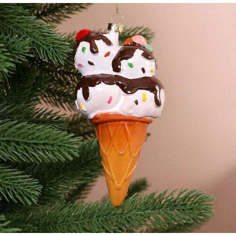 Ornement sapin cornet de glace, déco sucrée originale de Noël (1/3)