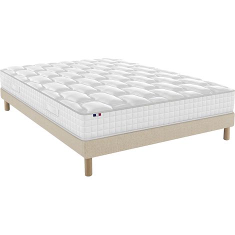 Ensemble matelas ressorts H24cm sommier en kit 140x200cm beige (1/5)