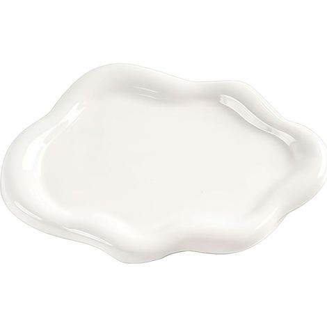 Plateau Rangement Bijoux - 1 Pièce - Polypropylène - Design Nuage Vague - Organisateur Bagues Clés - Blanc 19,5x13,5cm (1/5)