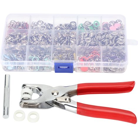 804Pcs Snap Fasteners Kit Sewing Button Punching Machine Hand Pressing Pliers Tools 9.5mm (1/5)