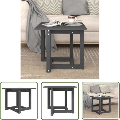 The Living Store Table basse Gris 50x50x45 cm Bois massif de pin - Table Basse - Meuble Salon - Table D'appoint - Table Latérale - Bois Massif (1/5)