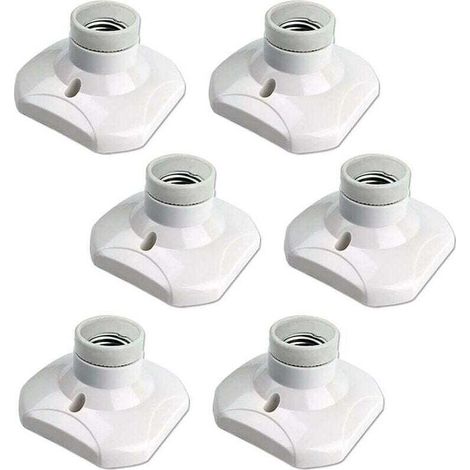 Douille Plafond E27 à Visser, Douille E27 Garage, AC 220-240V, Support Douille pour Ampoule LED, Base Plafonnier Culot E27, Base de Lampe Plastique Blanche pour Lampe au Mur, lot de 6 (1/4)