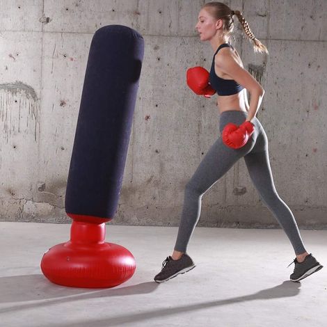 Colonne de Boxe Gonflable Floquée pour Soulager Le Stress et Le Fitness, Adaptée aux Adultes et aux Enfants, en PVC + Tissu floqué (63 Pouces) (1/4)