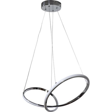 Sospensione in metallo e alluminio cromo lucido con led integrato Cromo Infinity (1/2)