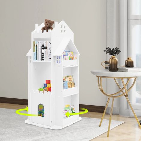3 Tier Rotating Bookshelf Children Bookcase Kids Room Bedroom Book Display Rack (1/5)