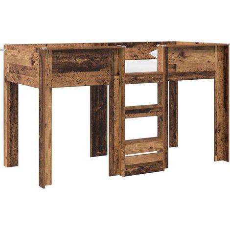 Lit superposé pour enfant, finition bois antique, 75 x 190 cm (1/5)