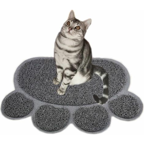 Ahlsen Katzenstreu-Matte, Katzen-Tischset, Katzen-Bodenmatte, Katzenstreu-Matte, Katzen-Toilettenmatte, graue Katzenstreu-Matte