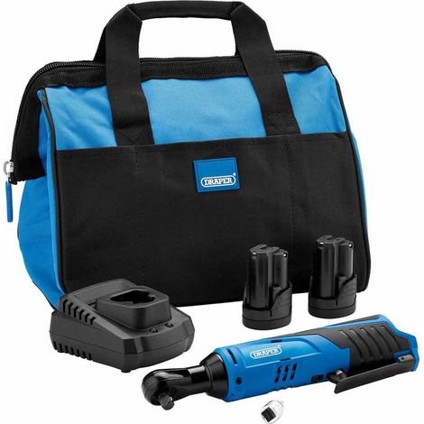 Draper 12V Cordless Ratchet Wrench Kit with 3/8" Square Drive, Includes 2x 1.5Ah Batteries, Fast Charger, and Tool Bag (1/5)