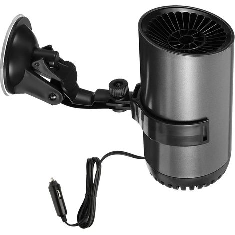 Calefactor portátil para coche, filtro de descongelación de 12 V, ventilador de 150 W, enchufe para encendedor de cigarrillos, rotación de 360° con soporte de ventosa. (1/5)