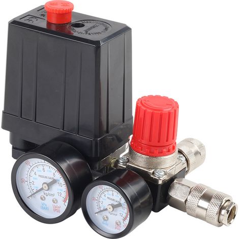 220V Pressure Switch for Air Compressor with Pressure Gauge Safety Valve Fittings Air Compressor Pressure Switch Control Valve (1/5)