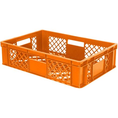BRB 90 Stück Eurobehälter durchbrochen/Bäckerkiste, LxBxH 600x400x150 mm, PE-HD, lebensmittelecht, Palettenware (orange)