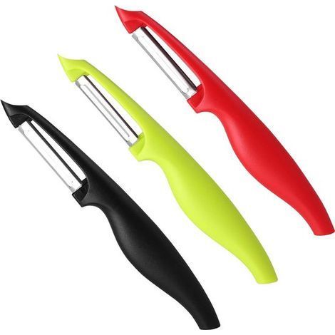 Ensemble de 3 couteaux d'office - Acier inoxydable professionnel - Éplucheur de fruits et légumes - Vert + Rouge + Noir (1/5)
