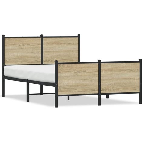 Maison Exclusive - Metallbett ohne Matratze Sonoma-Eiche 120x200 (1/5)