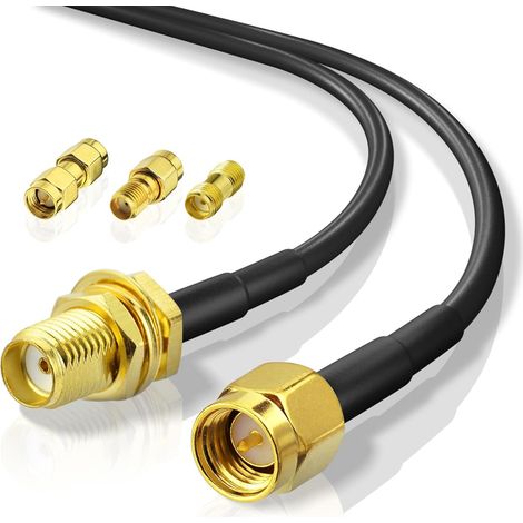 Câble Rallonge SMA RG174 10M Rallonge Antenne WIFI Mâle vers Femelle 50Ohm avec 3 Pièces Kit Adaptateur SMA pour 4G LTE, Routeur, Antenne WIFI/GPS/4G, Modem 5G, Radio Ham, SDR (1/5)