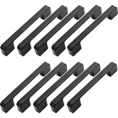 10pcs Poignée Meuble Entraxe 96mm-Poignée Porte Cuisine Noire Poignee Barre Meuble Poignee De Cuisine Noire 96mm (1/5)