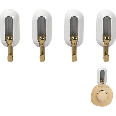 Crochets adhésifs muraux blancs, porte-clés décoratif, crochets de rangement pour clés, fixation sans perçage, lot de crochets autoadhésifs pour mur, idéal pour suspendre clés et accessoires, design m (1/5)