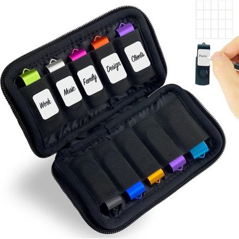 Boîte de rangement pour clé USB - Support USB - Sac de rangement pour accessoires électroniques - 1 pièce (1/5)