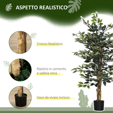 Ficus artificiel 1,37 m – Feuilles réalistes – Faux arbre en pot – Pour décoration intérieure – Vert