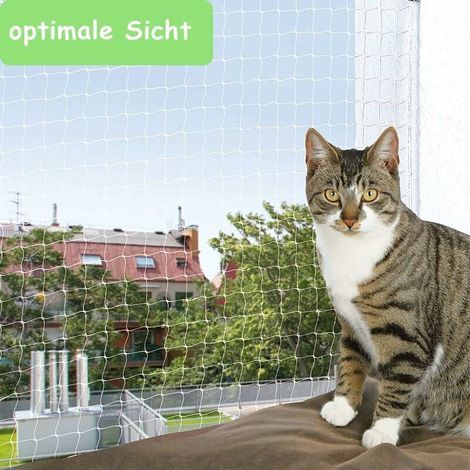 Filet de Protection Chat sans Percer Filets de Sécurité pour Chat Transparent. Crochets, Chevilles, Corde complète et Instructions de Fixation fournis.(8 x 3 m) (1/3)