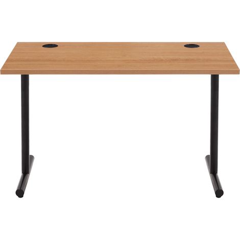 Bureau de Télétravail, Bureau de Gaming, Bureau pour Ordinateur Avec Passe-Câbles, Plateau de 25mm d’Épaisseur, Montage Moderne et Simple, Cadre Noir, Chêne, 120 x 60 x 73,6cm (1/5)