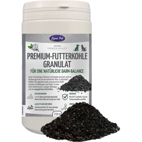 250 g Lyra Pet® Premium-Futterkohle Pflanzenkohle Granulat für Hunde & Katzen (1/4)