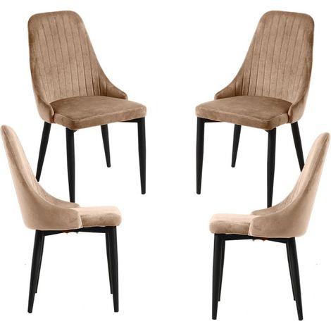 Packs Sillas Comedor - Pack 4 Sillas Kan Terciopelo - Marrón Claro (1/5)