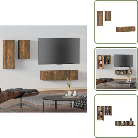 The Living Store Ensemble de meubles TV 4 pcs Chêne fumé Bois d'ingénierie - Meuble TV classique (1/5)