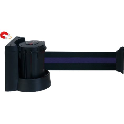 Enrouleur mural magnétique avec sangle Noir/Bleu 5m x 50mm - 2051118 (1/4)