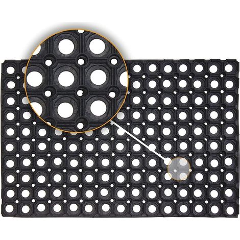 Tapis creux en caoutchouc pour extérieur, anti-fatigue, antidérapant, noir, léger, lavable, grande rampe d'entrée, tapis de sol épais pour enfants (40 x 60 cm) (1/5)