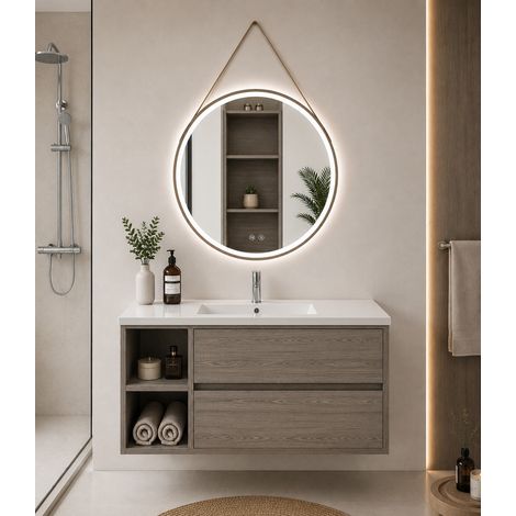 Meuble de salle de bain avec vasque ORIGENBATH ZEUS sans miroir 100x45 cm À gauche chêne smoky