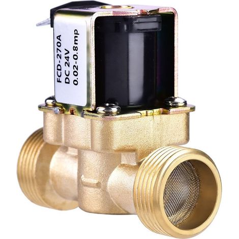 Électrovanne Magnétique électrique, 3/4"DC 24V Laiton Électrovanne D'eau NC Normalement Fermée Régulateur de Pression Régulation de Débit Constant Vanne de Commutation de Débit D'eau D'entrée pour le (1/5)