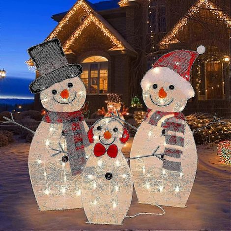 Décorations de jardin extérieures pour Noël : bonhomme de neige lumineux artificiel en acrylique avec lumières LED. (1/5)
