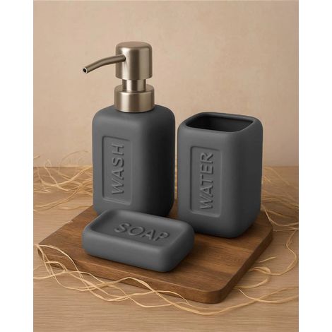 Set accessori bagno in Ceramica grigio Bingo 3 pz