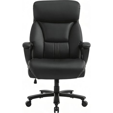 Sedia da ufficio ergonomica nera con poggiatesta, supporto lombare e altezza regolabile (1/5)