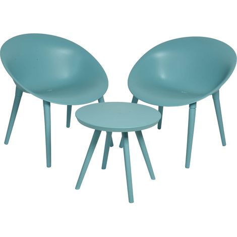 Set 2 Poltrone e Tavolino in Plastica Colore Blu mod. Marbella