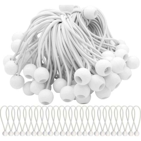 75 sangles élastiques en caoutchouc avec boules pour tentes, bâches, banderoles - Cordons extensibles robustes pour le camping et les activités de plein air (1/5)