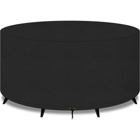 Telo copritavolo da giardino, telo copritavolo rotondo da giardino, coperture per mobili, telo coprimobili impermeabile, 1 pezzo, nero, tessuto Oxford 210D (1/5)