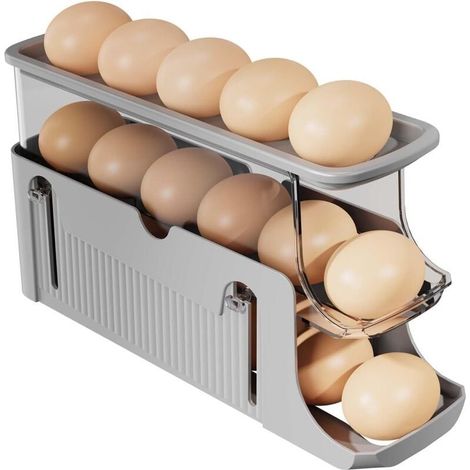 Distributeur œufs pour Réfrigérateur, Support à Boîte œufs, Distributeur Automatique D'œufs, Boîte à œufs Extensible, Pouvant Contenir 15-17 œufs. (1/4)