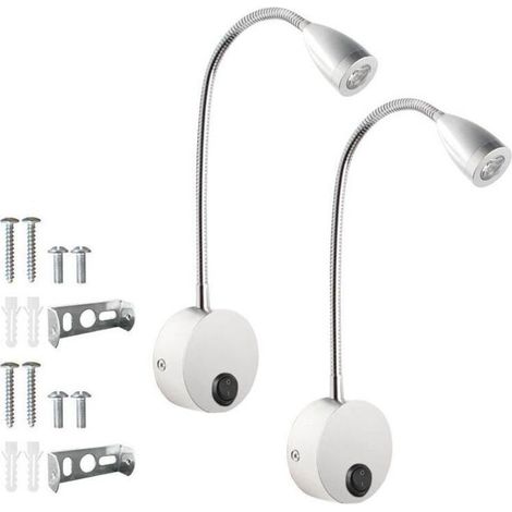 Lot de 2 lampes de chevet à LED, lampe de lecture à col de cygne, 3 W, lumière chaude 3 000 K (1/4)