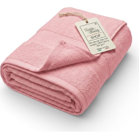 Serviette de douche rose antique 100x150 en éponge 100 % coton éponge 450 g/m² fabriquée en Italie
