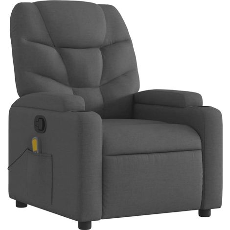 Sillón de relajación TV función masaje reclinable 6 puntos de masaje en tela gris oscuro DEC026944 (1/5)