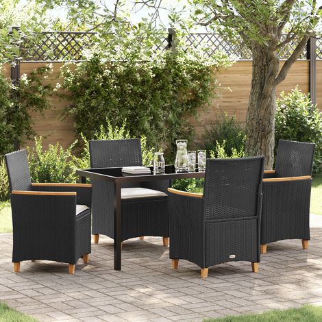 Garden Dining Set 5 pcs Black Poly Rattan vidaXL (1/5)